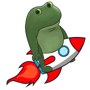 Froge riding a rocket